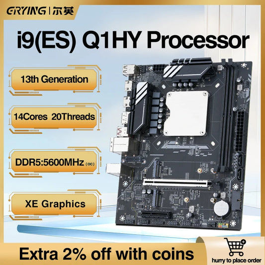 DIY Gaming Motherboard with Onboard 13th Gen Core ES CPU (i9-13900H Equivalent) – 14-Core 20-Thread, DDR5 Support, Model G665