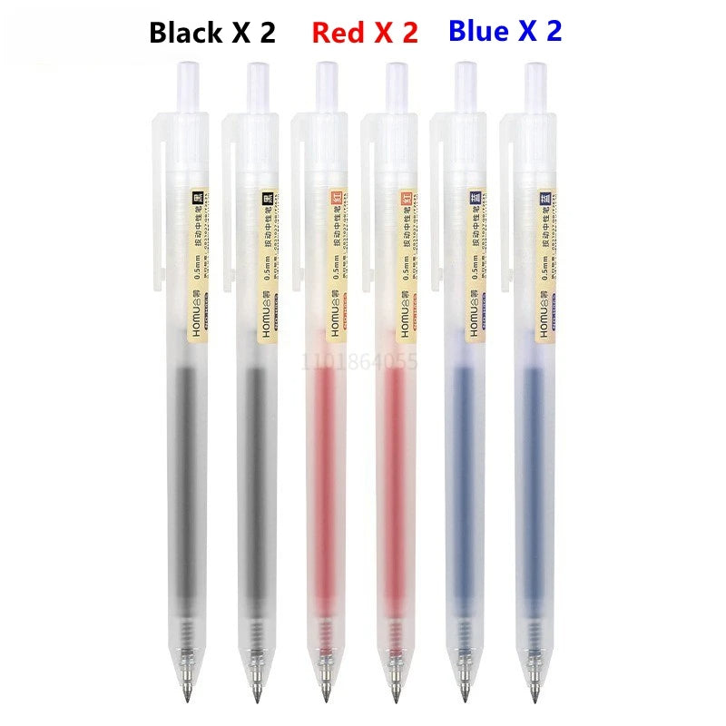 6/10Pcs 0.5mm Retractable Gel Pen Set – Black/Blue Ink Ballpoint for Office, School, Business & Signature Writing