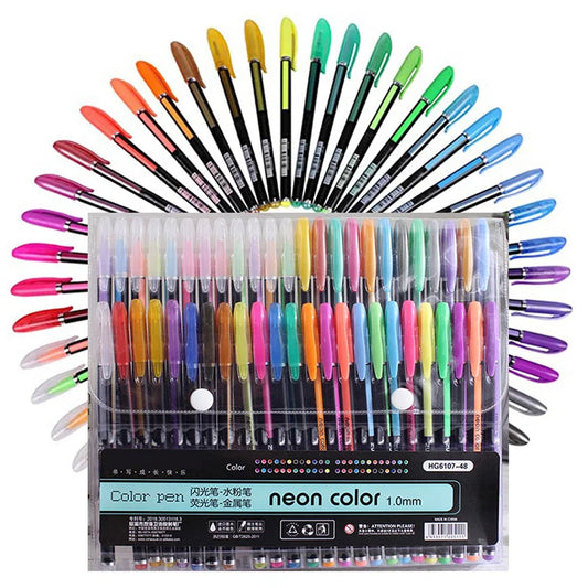 12/24Pcs Metallic Glitter Gel Pens Set – Colorful Art Markers for Drawing, Journaling, School & Office