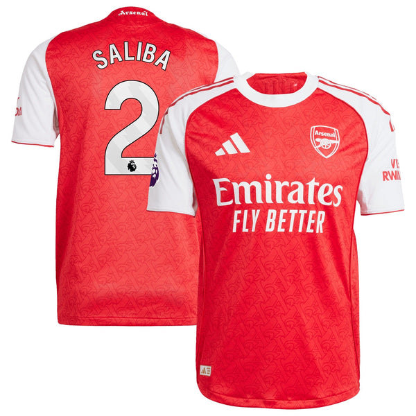 William Saliba Arsenal adidas 2025/26 Home Player Jersey - Red