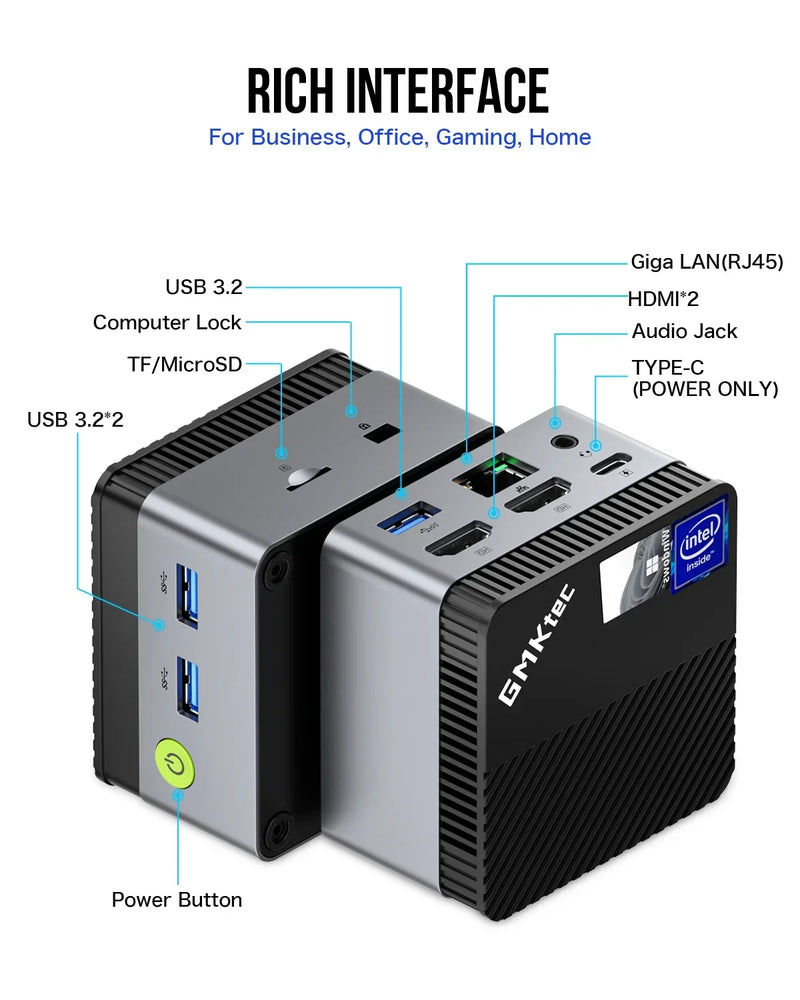 GMKtec G5 Mini PC – Intel 12th Gen N97, Windows 11 Pro, DDR5 4800MT/s, M.2 SATA, Wi-Fi 5, BT 4.2 – Portable DIY Gaming Desktop