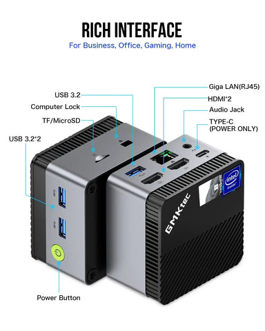 GMKtec G5 Mini PC – Intel 12th Gen N97, Windows 11 Pro, DDR5 4800MT/s, M.2 SATA, Wi-Fi 5, BT 4.2 – Portable DIY Gaming Desktop