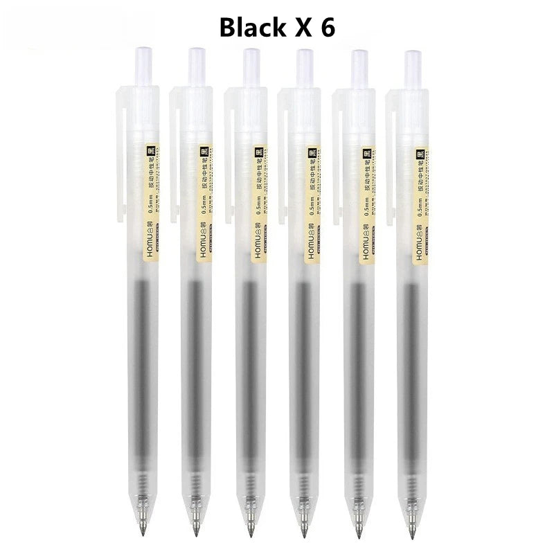 6/10Pcs 0.5mm Retractable Gel Pen Set – Black/Blue Ink Ballpoint for Office, School, Business & Signature Writing