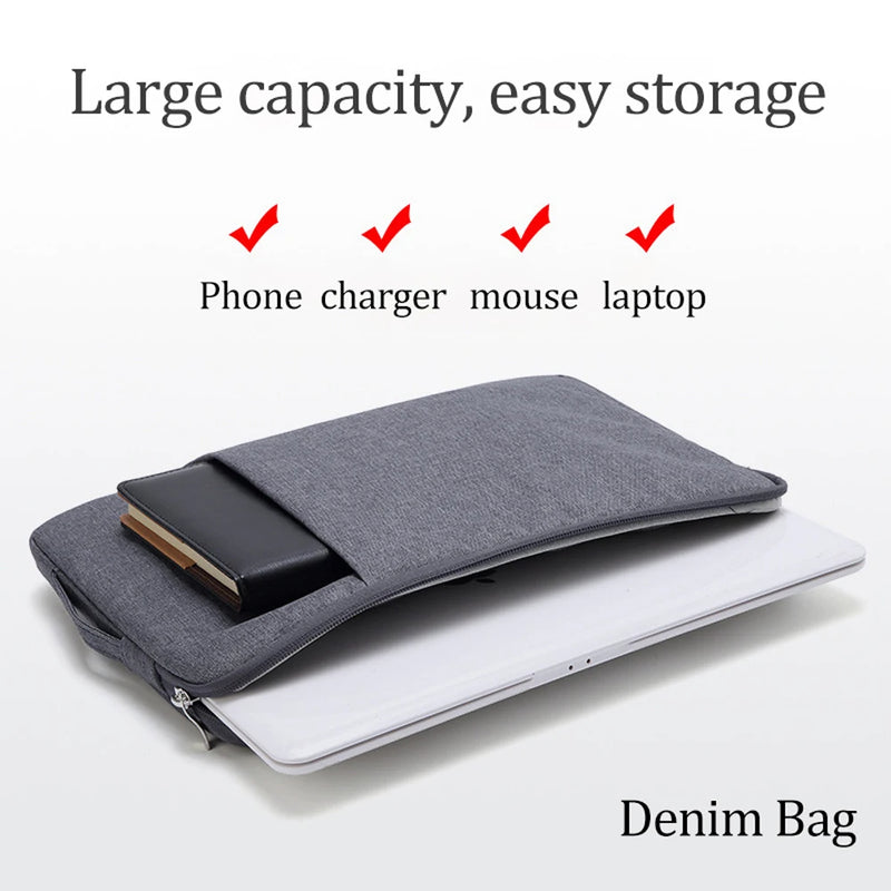 Denim Laptop Sleeve Bag – For MacBook Air/Pro M1/M2 (13–16"), Lenovo, Dell, HP, Huawei, Xiaomi