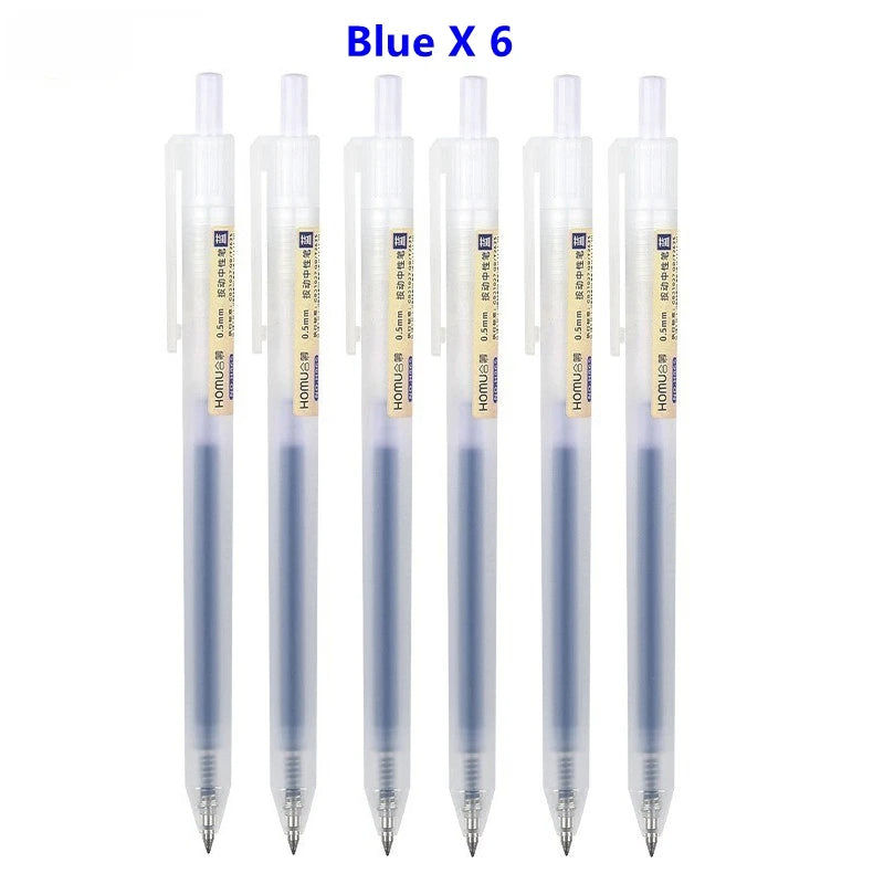 6/10Pcs 0.5mm Retractable Gel Pen Set – Black/Blue Ink Ballpoint for Office, School, Business & Signature Writing