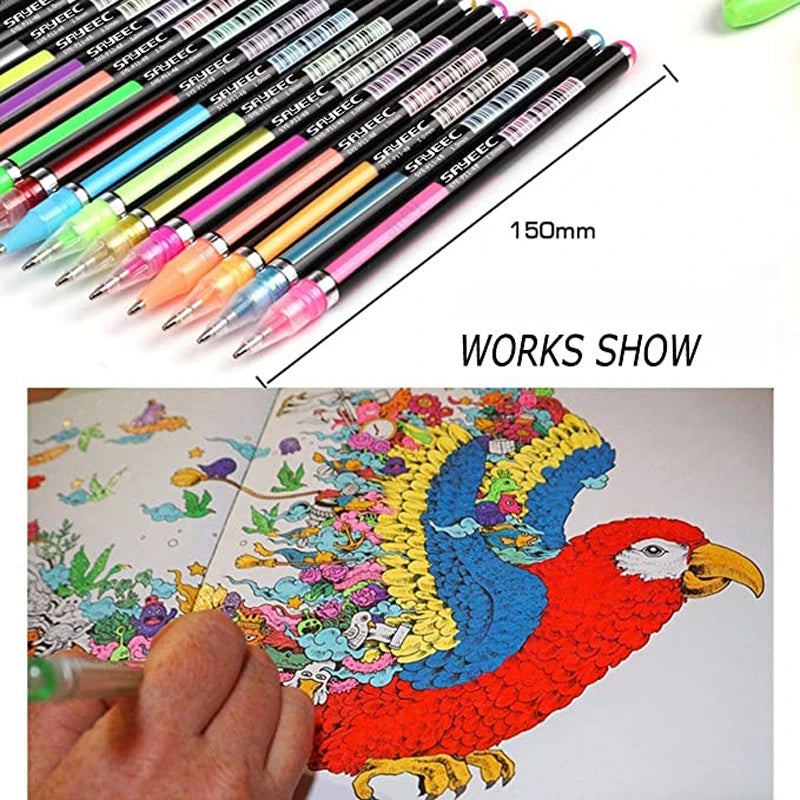 12/24Pcs Metallic Glitter Gel Pens Set – Colorful Art Markers for Drawing, Journaling, School & Office