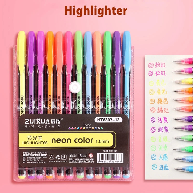 12/24Pcs Metallic Glitter Gel Pens Set – Colorful Art Markers for Drawing, Journaling, School & Office