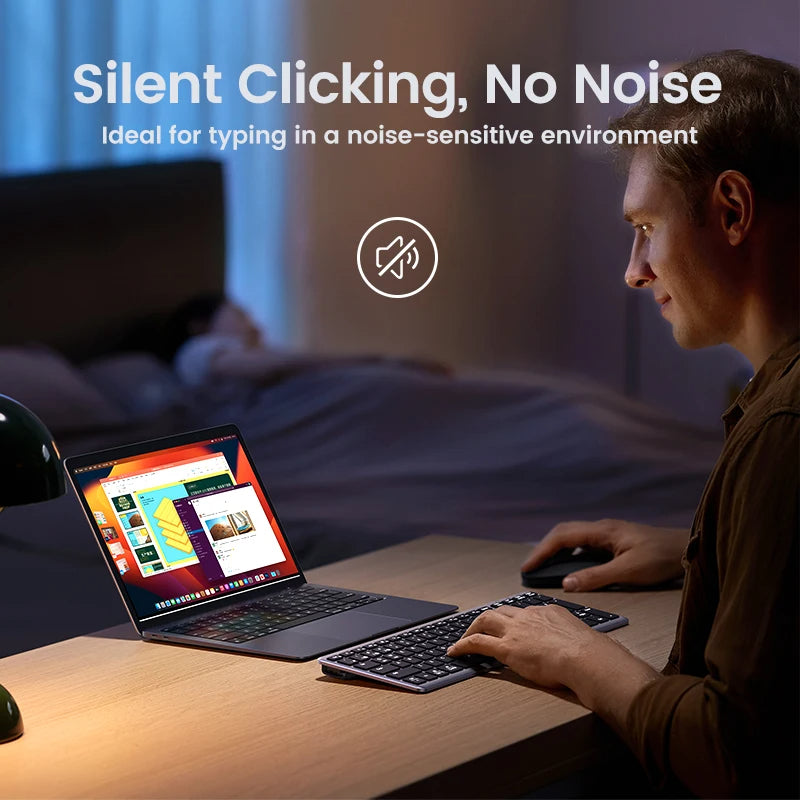 UGREEN Wireless Bluetooth 5.0 & 2.4GHz Keyboard – 99-Key Layout, Russian/Korean/English, USB-C Rechargeable for MacBook, iPad, PC & Tablet