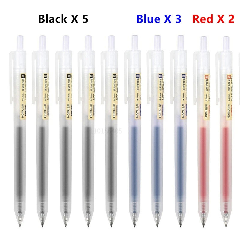 6/10Pcs 0.5mm Retractable Gel Pen Set – Black/Blue Ink Ballpoint for Office, School, Business & Signature Writing