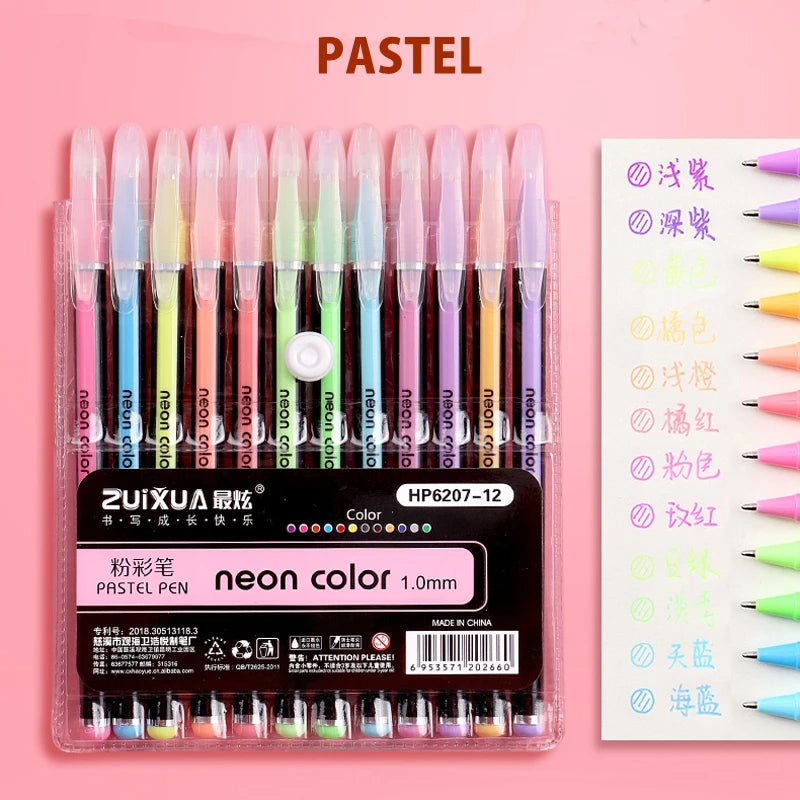 12/24Pcs Metallic Glitter Gel Pens Set – Colorful Art Markers for Drawing, Journaling, School & Office