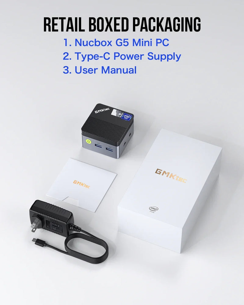 GMKtec G5 Mini PC – Intel 12th Gen N97, Windows 11 Pro, DDR5 4800MT/s, M.2 SATA, Wi-Fi 5, BT 4.2 – Portable DIY Gaming Desktop