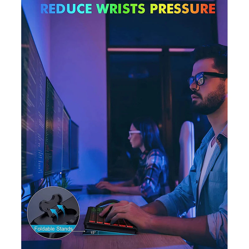 Wireless RGB Backlit Keyboard and Mouse Combo – Rechargeable, Full-Size, Ergonomic, 2.4GHz with Sleep Mode