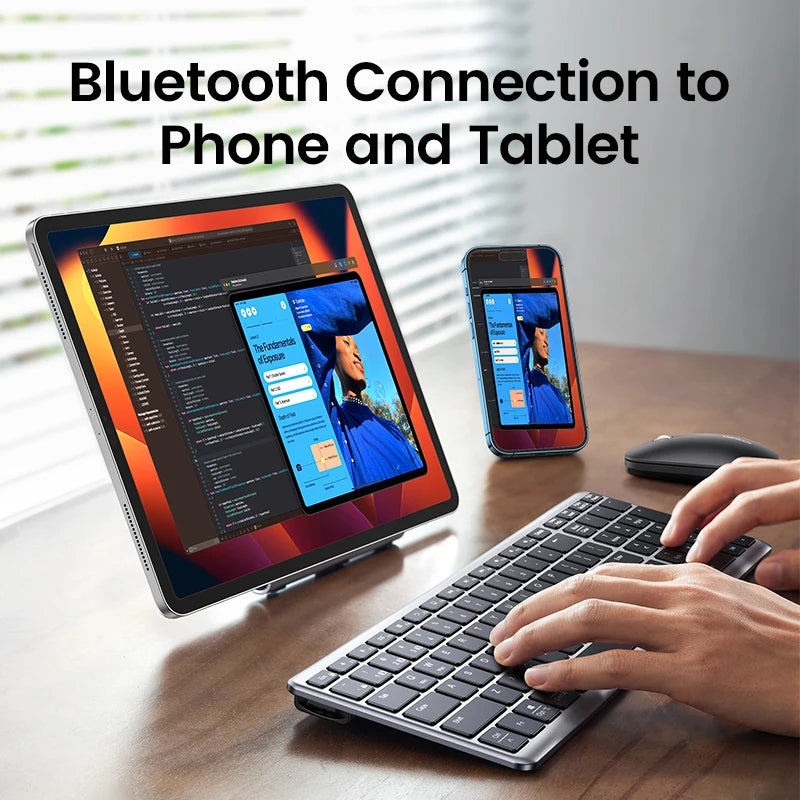 UGREEN Wireless Bluetooth 5.0 & 2.4GHz Keyboard – 99-Key Layout, Russian/Korean/English, USB-C Rechargeable for MacBook, iPad, PC & Tablet
