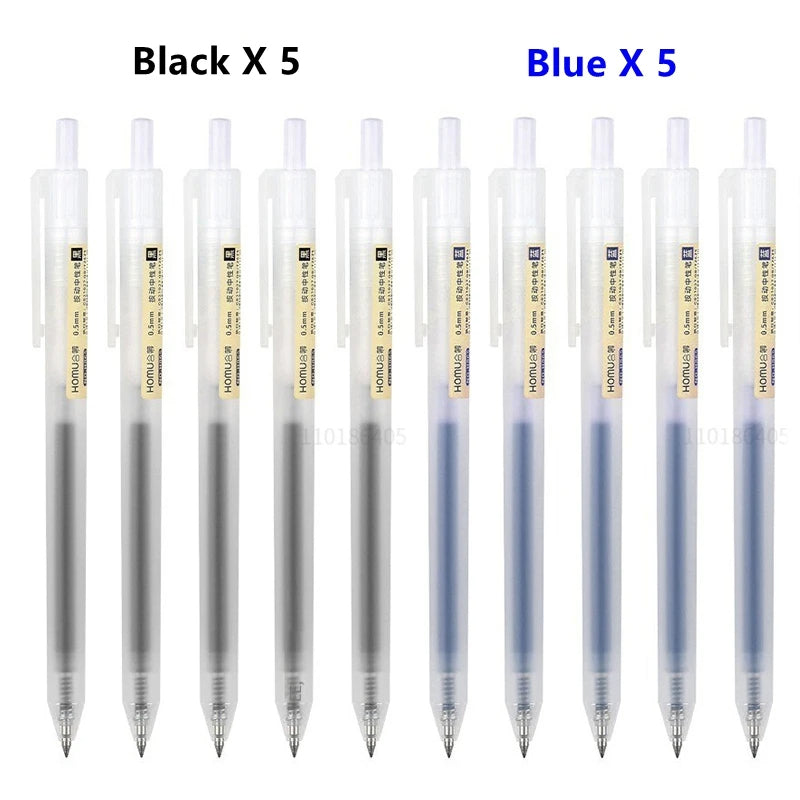 6/10Pcs 0.5mm Retractable Gel Pen Set – Black/Blue Ink Ballpoint for Office, School, Business & Signature Writing