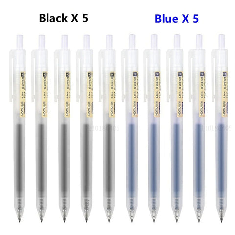 6/10Pcs 0.5mm Retractable Gel Pen Set – Black/Blue Ink Ballpoint for Office, School, Business & Signature Writing