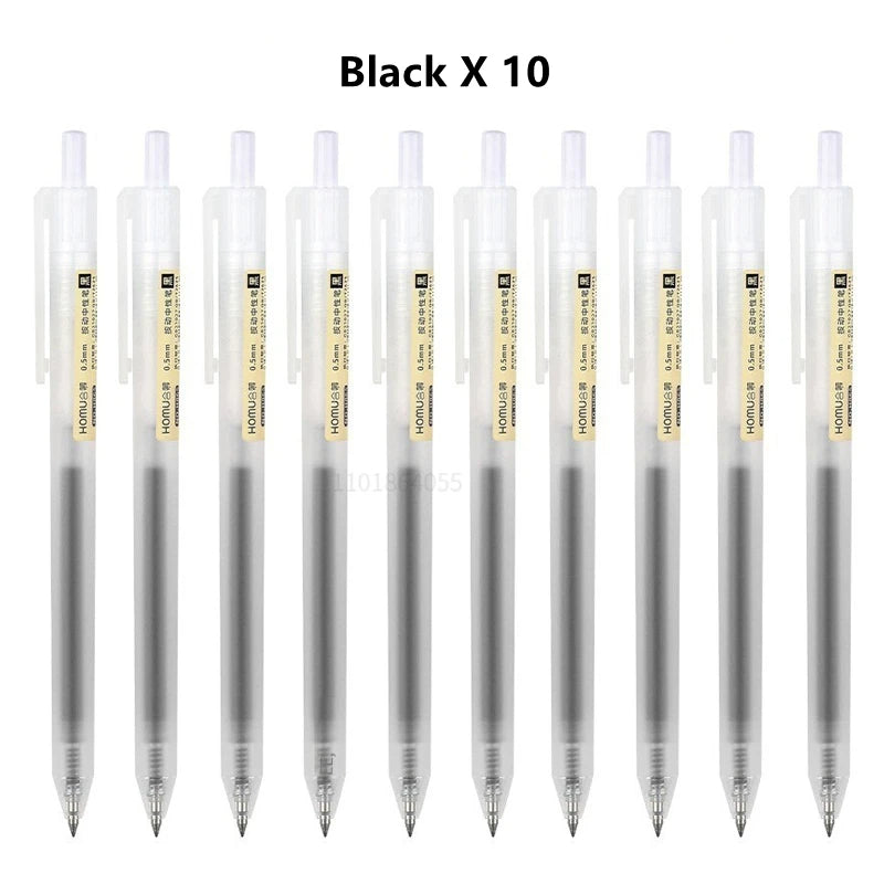 6/10Pcs 0.5mm Retractable Gel Pen Set – Black/Blue Ink Ballpoint for Office, School, Business & Signature Writing