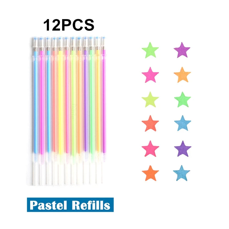 12/24Pcs Metallic Glitter Gel Pens Set – Colorful Art Markers for Drawing, Journaling, School & Office
