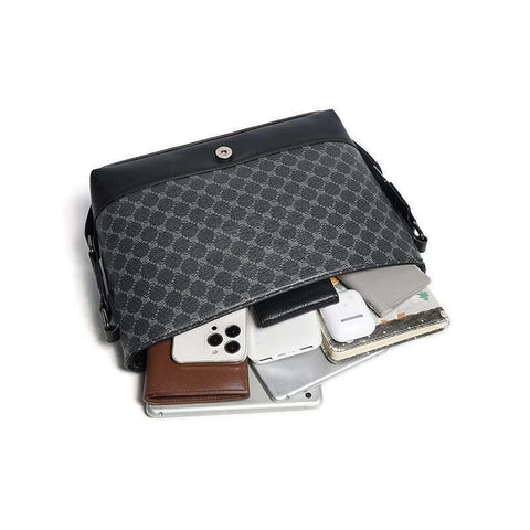 Men’s Large Leather Crossbody Messenger Bag – Designer Casual Shoulder Sling Pack for Work & Travel