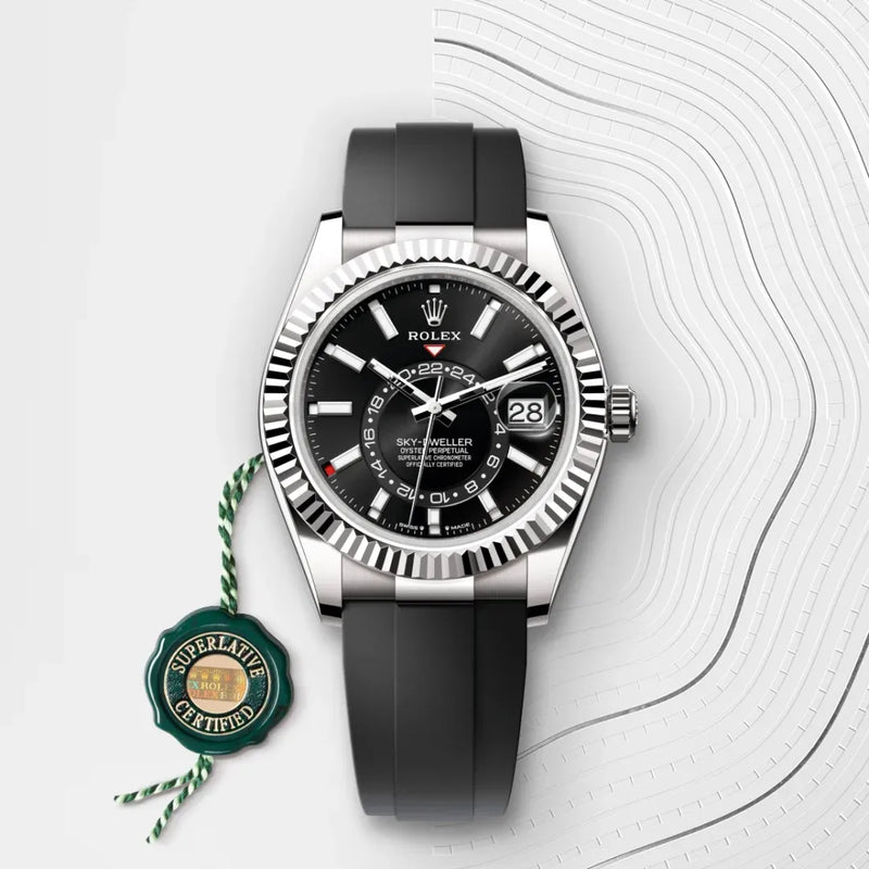 Sky-Dweller – 42 mm in 18 ct White Gold | Luxury Dual Time Zone Watch with Annual Calendar
