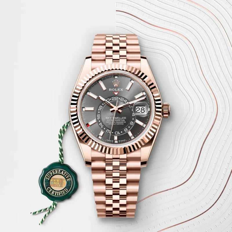 Sky-Dweller – 42 mm in 18 ct Everose Gold | Luxury Travel Watch with Dual Time Zone
