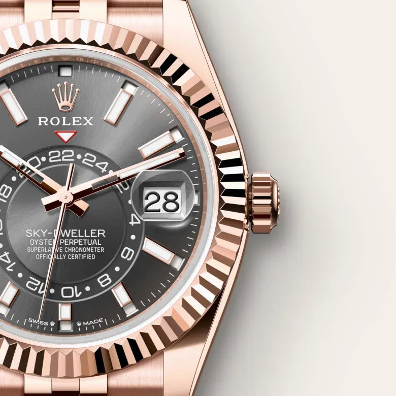 Sky-Dweller – 42 mm in 18 ct Everose Gold | Luxury Travel Watch with Dual Time Zone